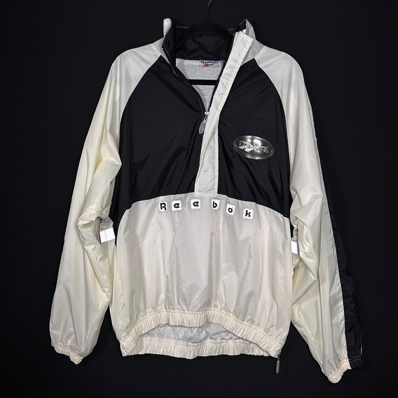 90s Reebok Anorak Jacket Men Medium Black White Colorblock‎ Commuter Streetwear